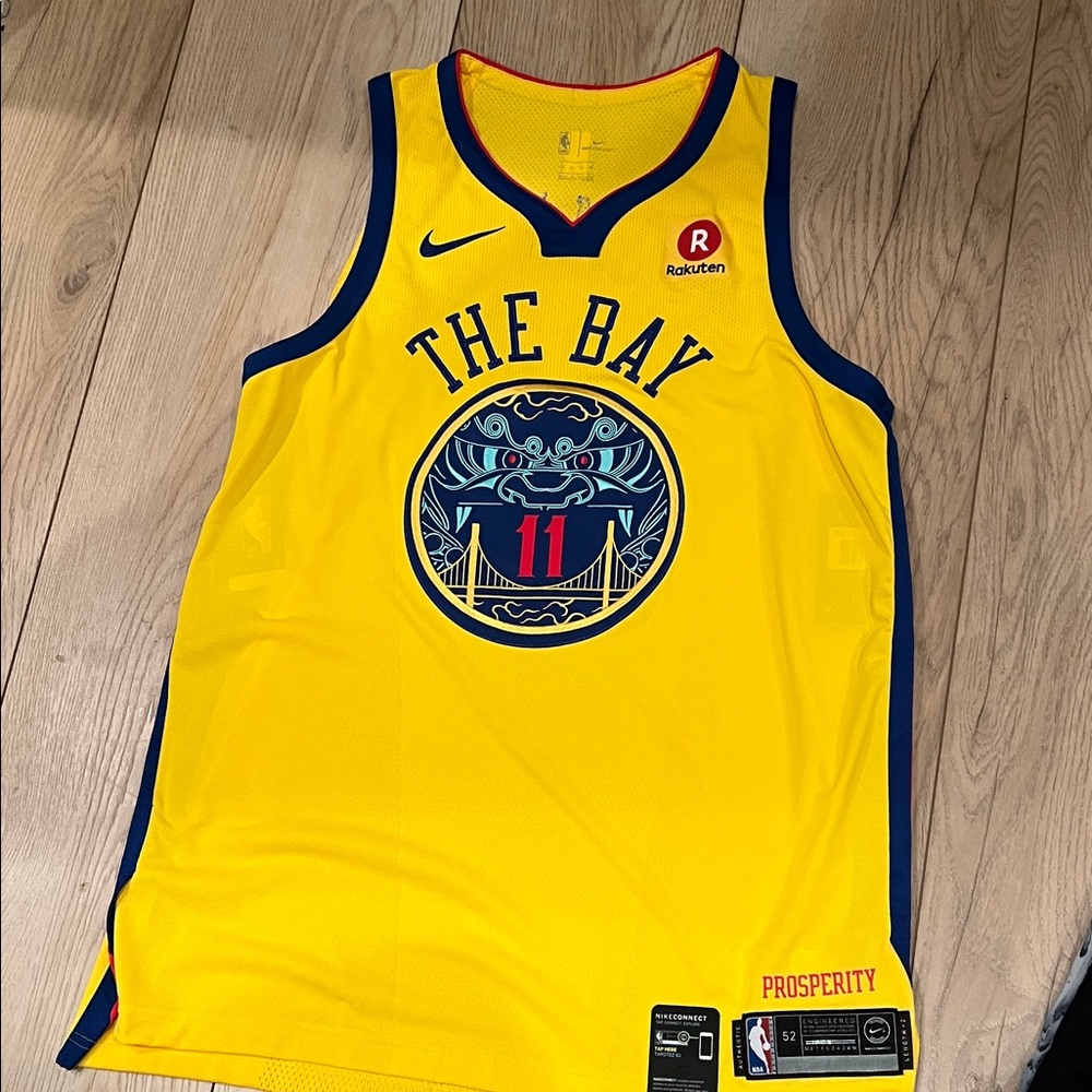 Nike Yellow and Blue 'The Bay' Basketball Jersey